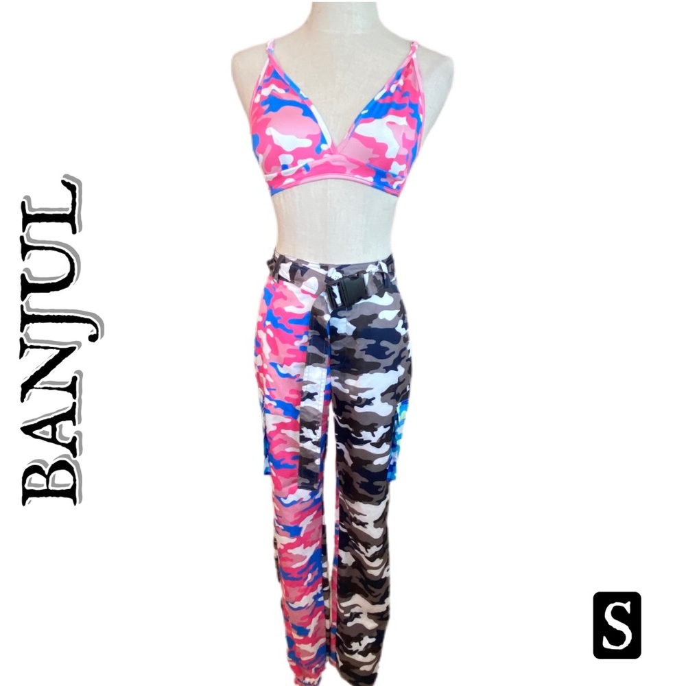 BANJUL Bikini Top & Cargo Camo Pant Set S